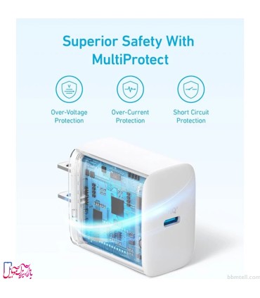 شارژر دیواری انکر مدل Select Charger (A2347) توان ۲۰ وات و پورت USB-C (سه‌پین)