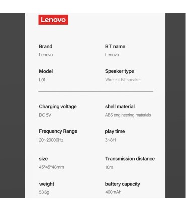 اسپیکر بلوتوثی قابل حمل لنوو مدل L01