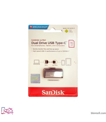 فلش OTG سن دیسک Type-C ظرفیت 16 گیگابایت